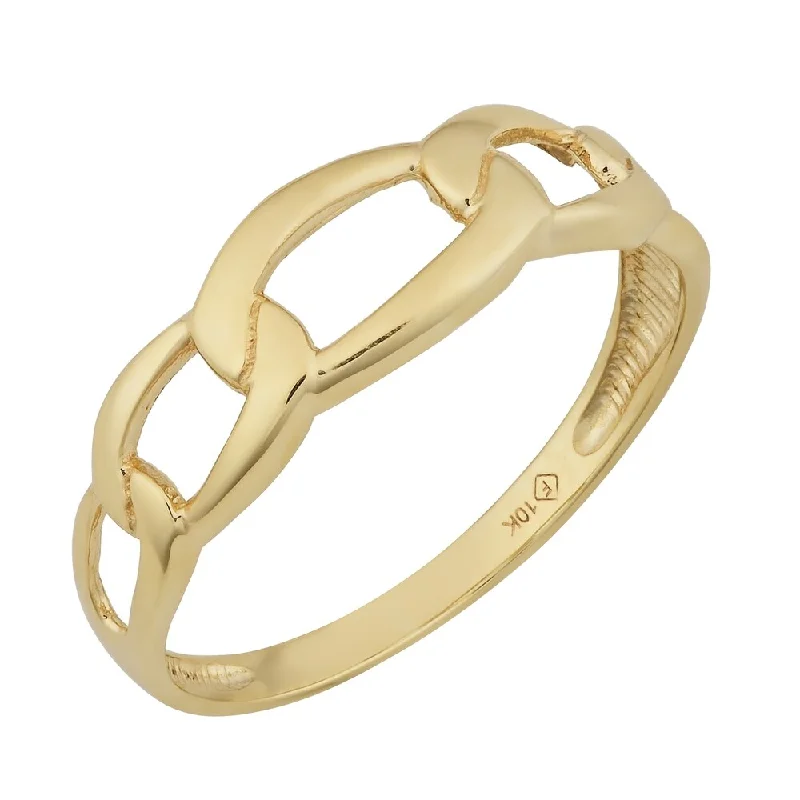 Fremada 10k Yellow Gold High Polish Figaro Ring