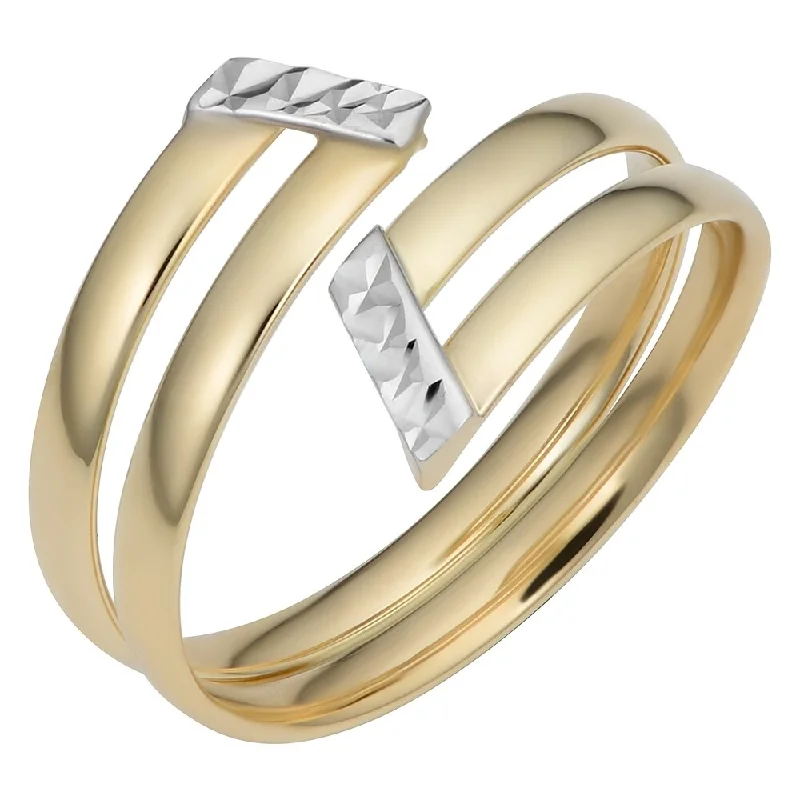 Fremada Italian 14k Two-Tone Gold 12 millimeter Double Bypass Ring