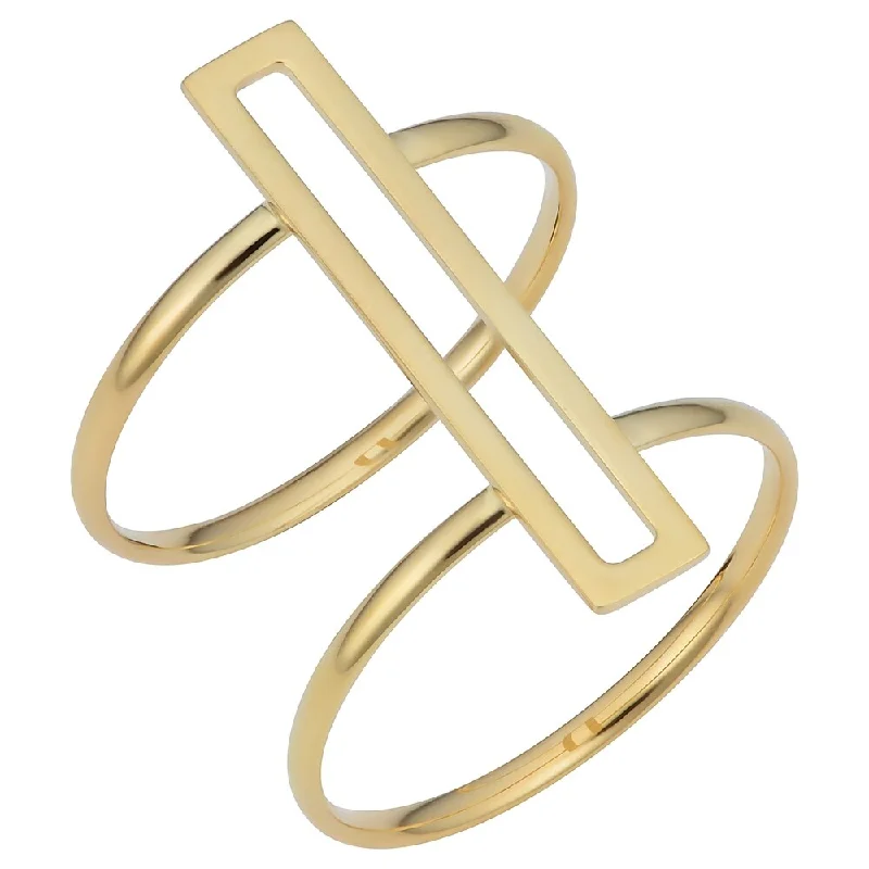 Fremada Italian 14k Yellow Gold Bar Double Ring