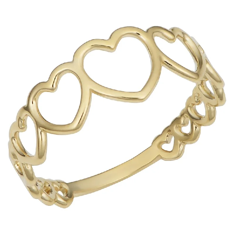 Fremada Italian 14k Yellow Gold High Polish Graduated Hearts Ring