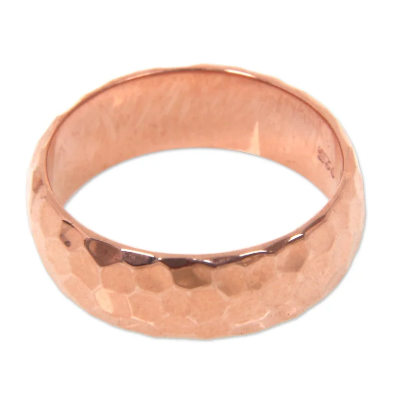 Handmade Rose Gold Mosaic Plated Band Ring (Indonesia)