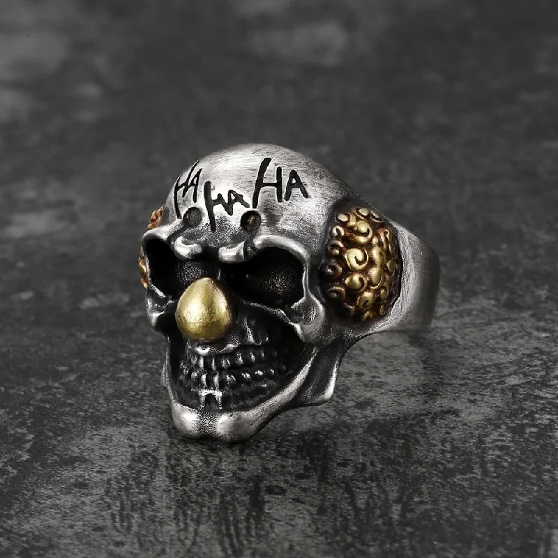 Joker Sterling Silver Skull Ring