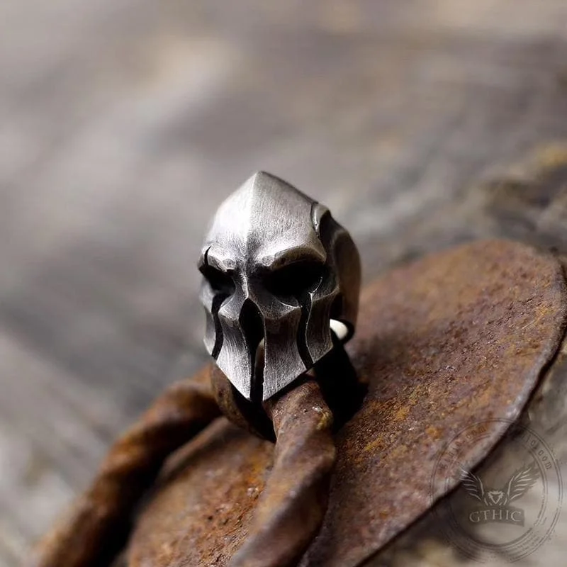 Spartan Knight Sterling Silver Skull Ring