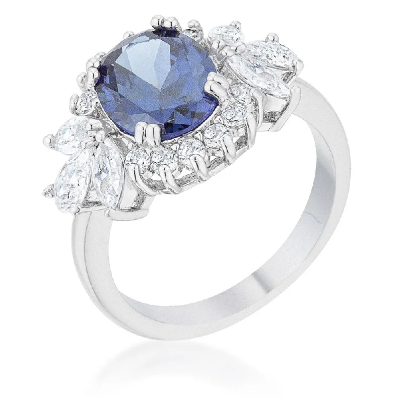 Krizia 4.2Ct Tanzanite Cz Rhodium Classic Ring