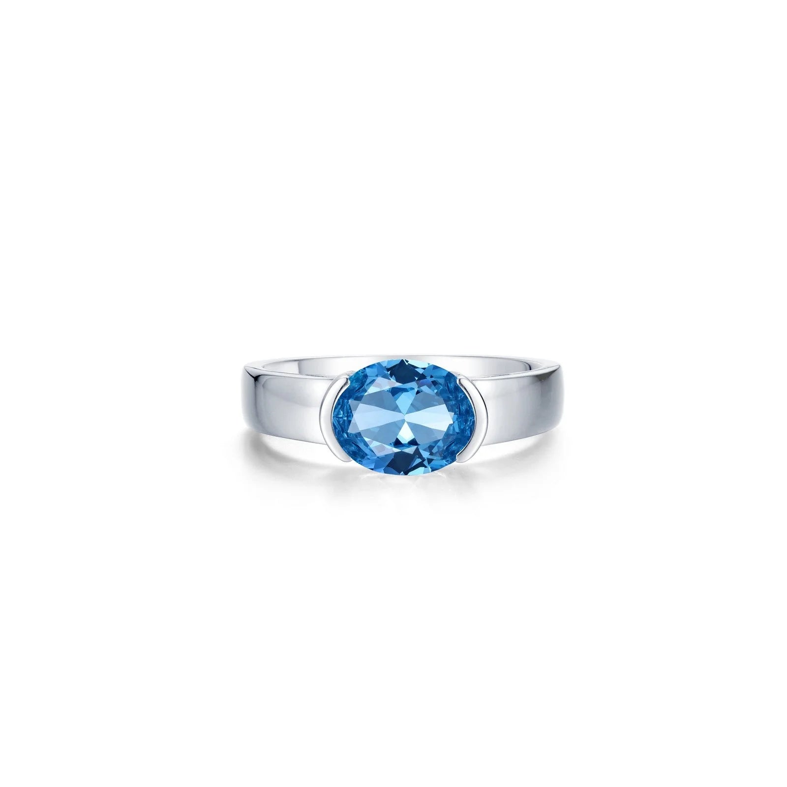 Lafonn Blue Topaz Oval Modernist Solitaire Ring R2037BTP05