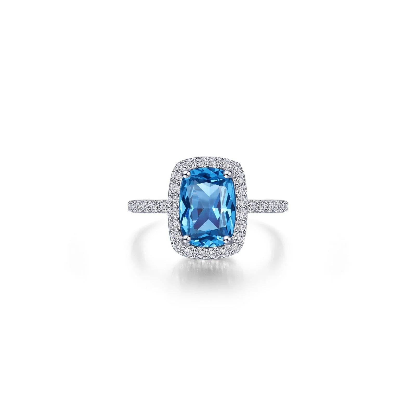 Lafonn Simulated Diamond & Blue Topaz Halo Cushion-Cut Ring R0545BTP06