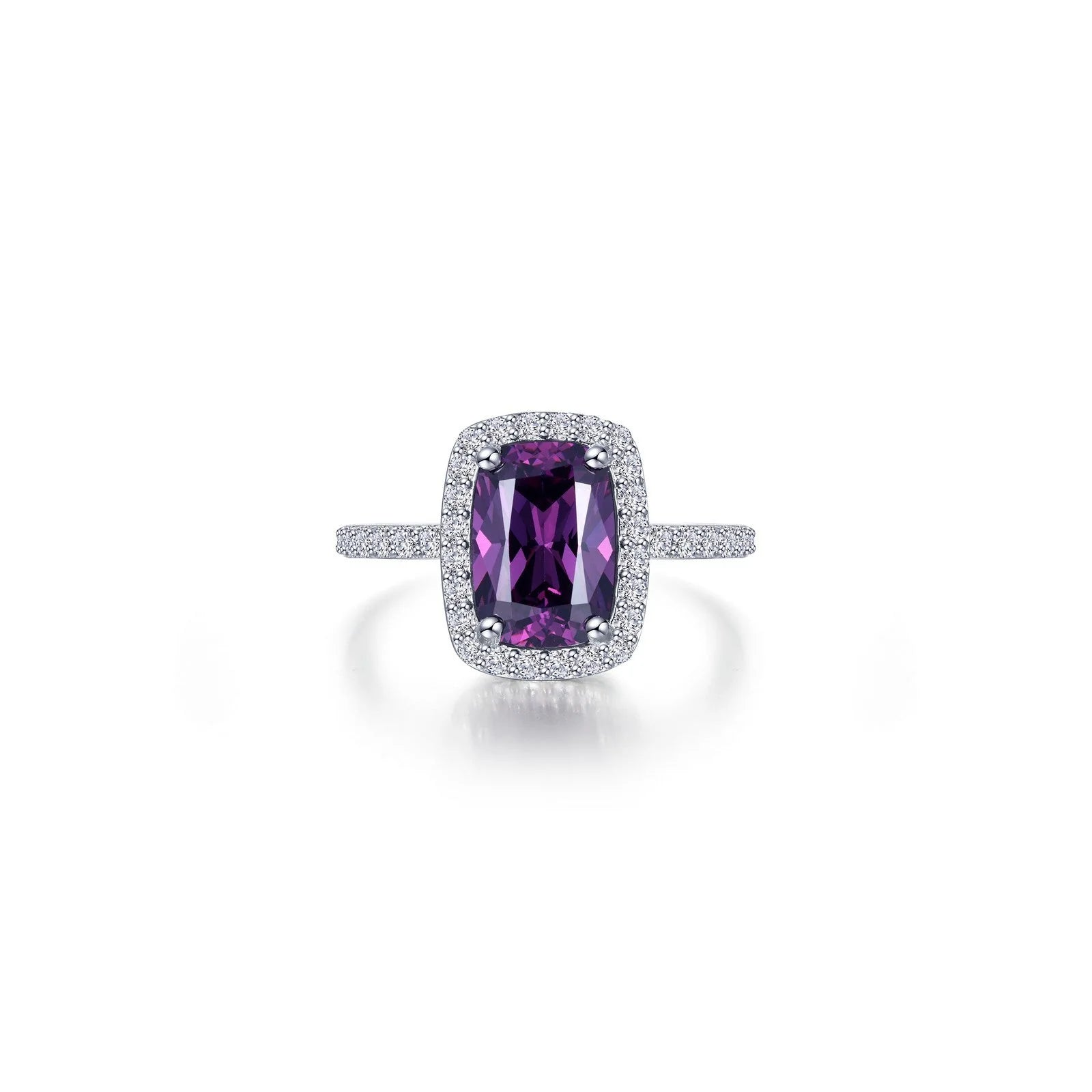 Lafonn Simulated Diamond & Amethyst Halo Cushion-Cut Ring R0545AMP06