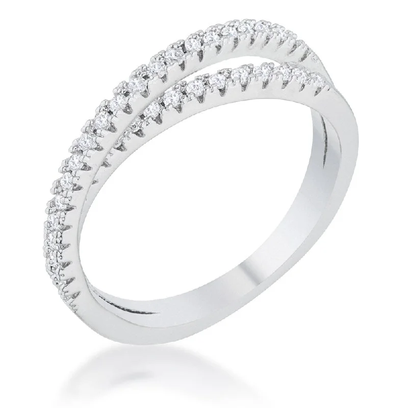 Mara 0.4Ct Cz Rhodium Intertwined Simple Ring