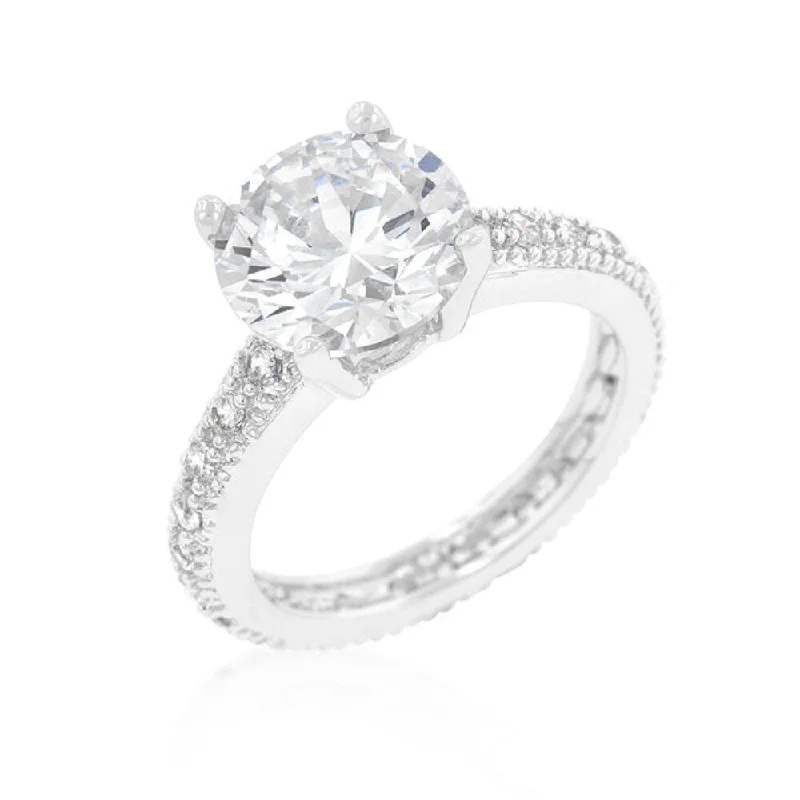 Micro-Pave Cubic Zirconia Engagement Ring For Women