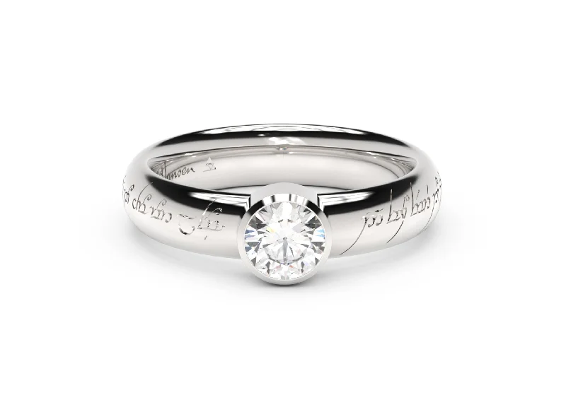 Modern Elvish Engagement Ring, White Gold & Platinum