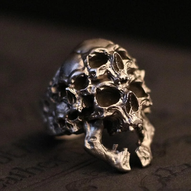 Multifaceted Skull Sterling Silver Ring