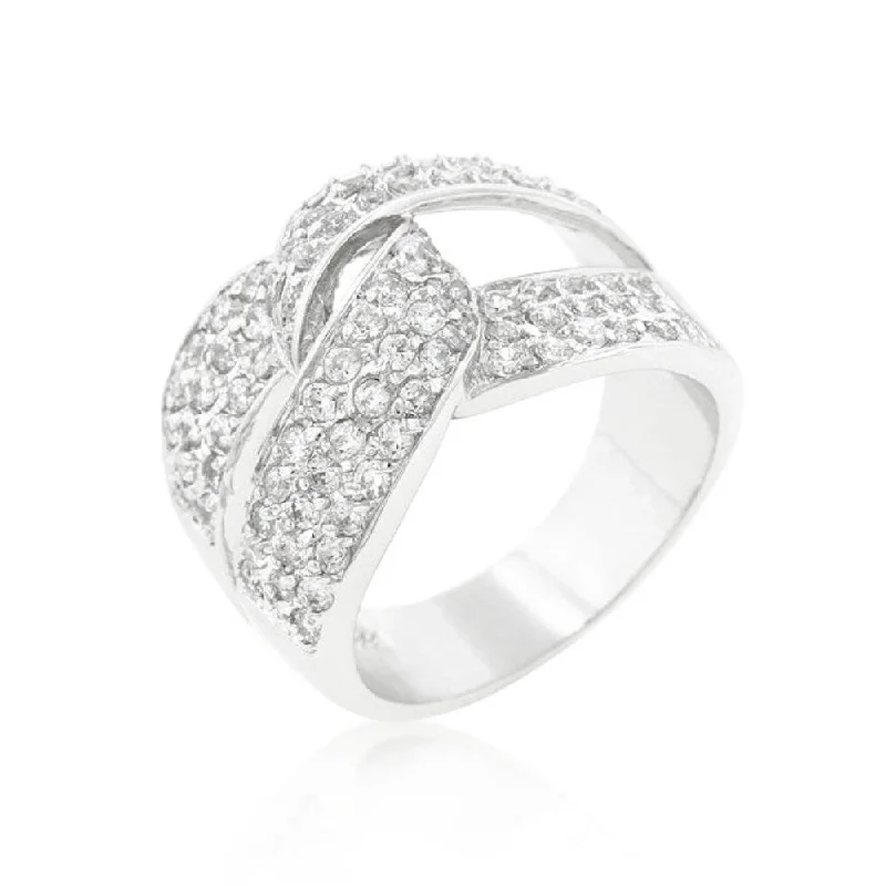 Pave Cubic Zirconia Knot Ring For Women