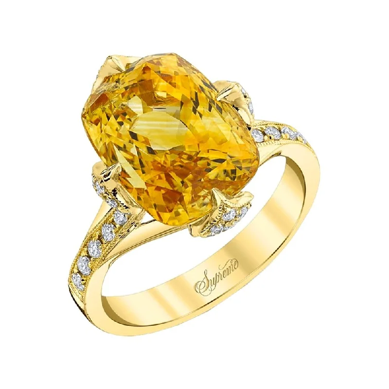 Yellow Sapphire and Diamond Cocktail Ring