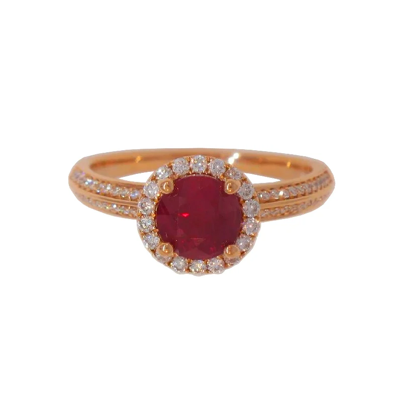 Ruby & Diamond Halo Ring