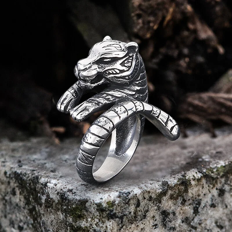 Punk Ferocious Tiger Stainless Steel Animal Ring