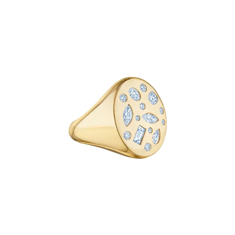 Cobblestone Signet Ring with Diamonds