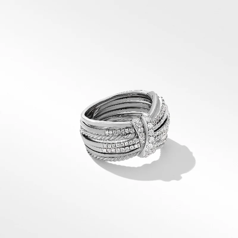 Angelika Ring in Sterling Silver with Pave Diamonds