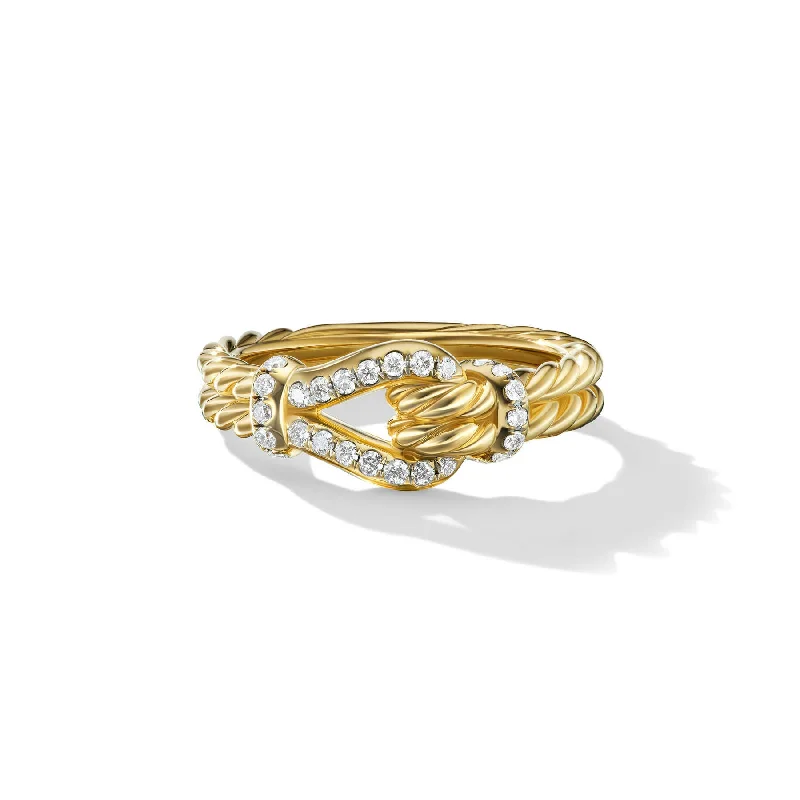 Thoroughbred Loop Ring in 18K Yellow Gold with Pave Diamonds