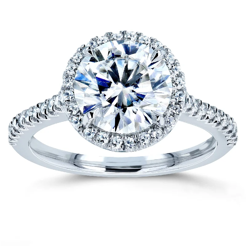 Round FO Moissanite & Diamond Halo - 14k White Gold