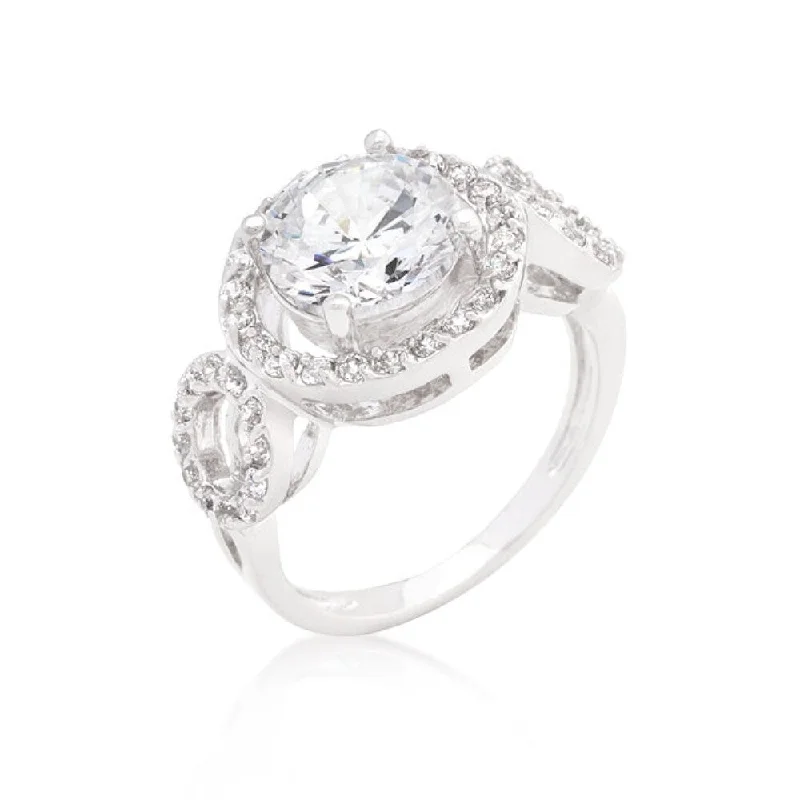 Round Cut Trio Cubic Zirconia Ring For Women