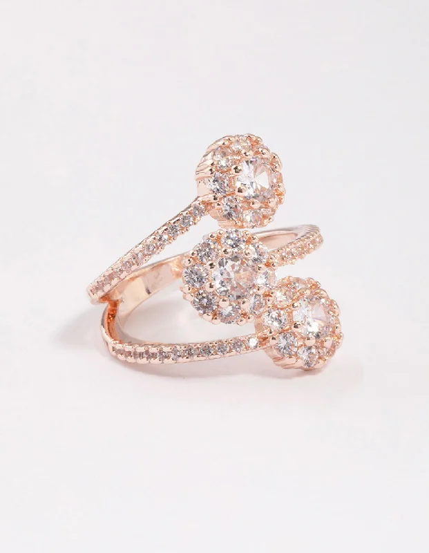 Rose Gold Round Triple Tier Ring