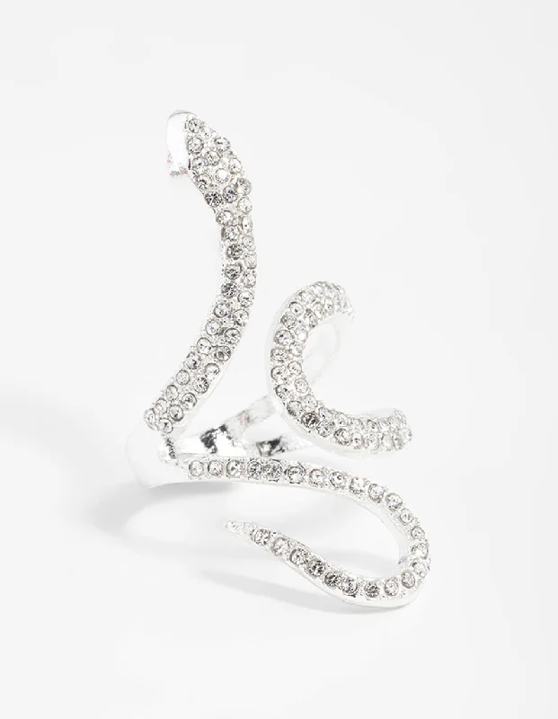 Diamante Swirl Snake Ring