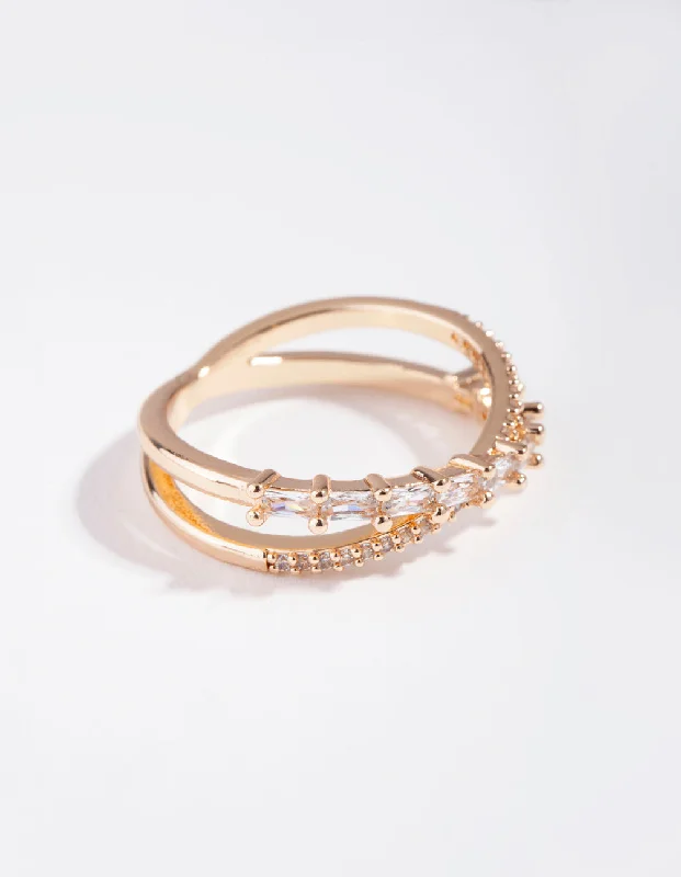 Gold Cubic Zirconia Orbit Band Ring