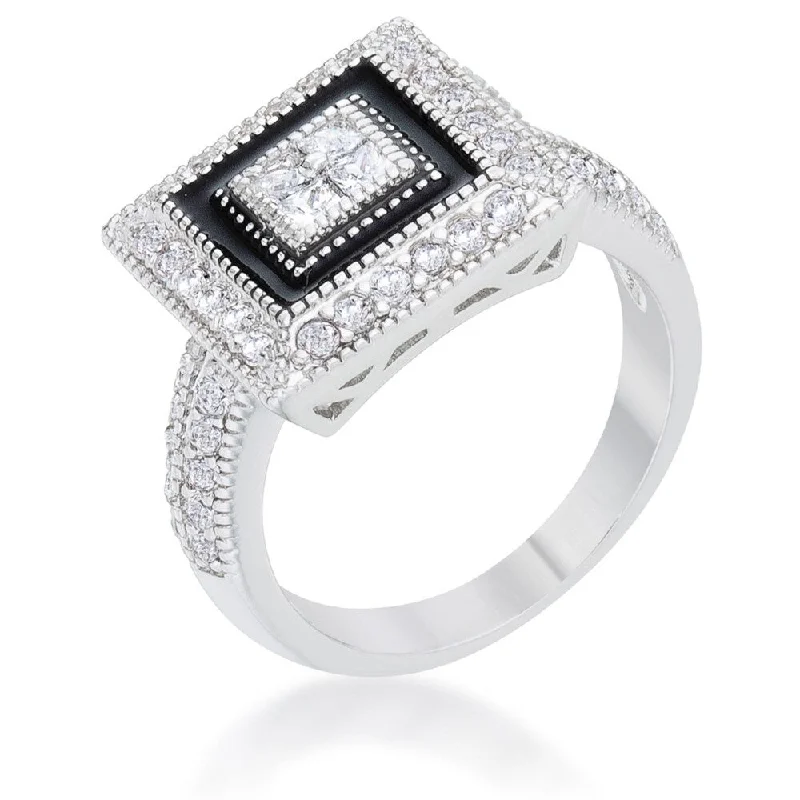 Shira 0.7Ct Cz Rhodium Antique Ring