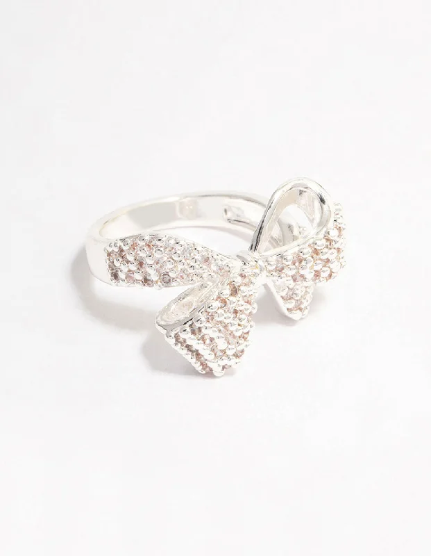 Silver Plated Precious Bow Ring