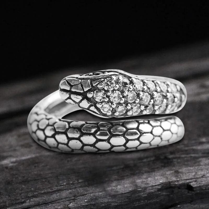 Silver Snake Sterling Silver CZ Ring