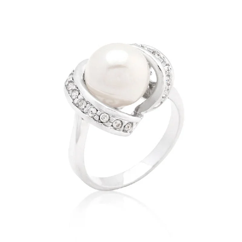 Single Classic Pearl Cocktail Ring For Women