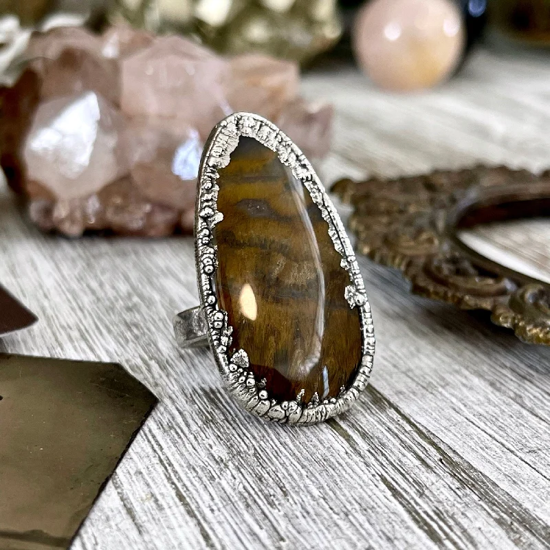 Size 7 Lion Skin Quartz Large Crystal Statement Ring in Fine Silver / Foxlark Collection - One of a Kind