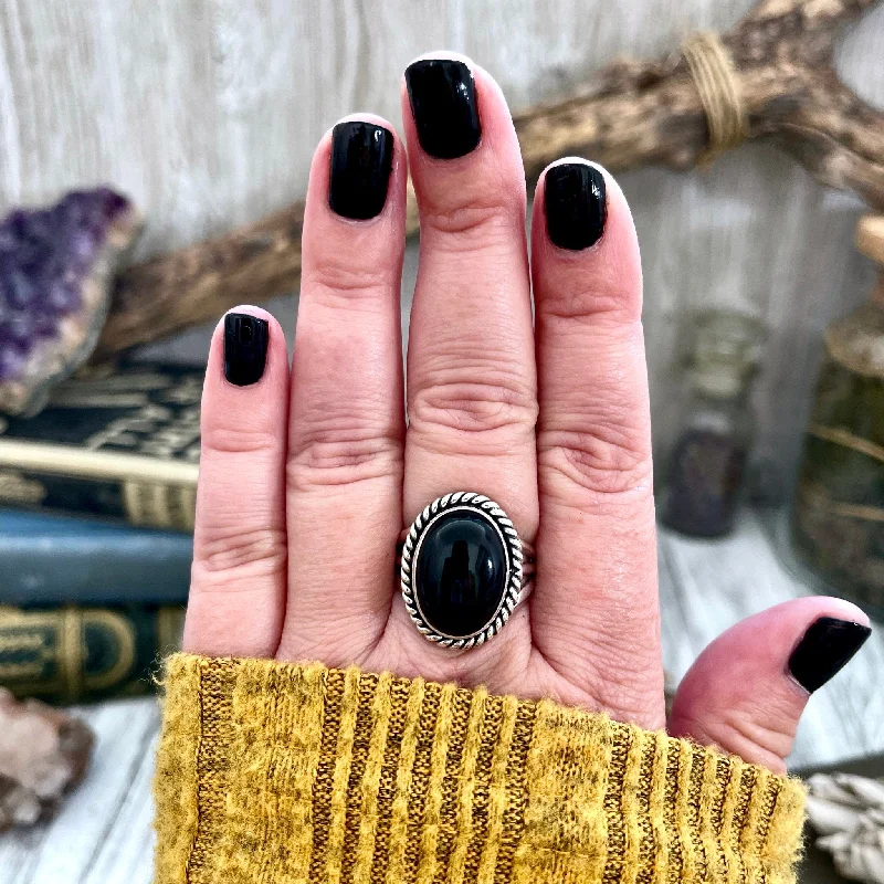 Size 8 9 10 Black Onyx Statement Ring Set in Sterling Silver / Curated by FOXLARK Collection