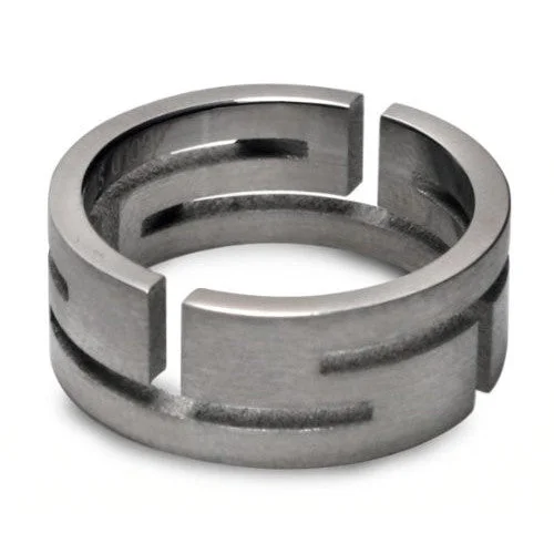 Steel Aztec Cutout Mens Fashion Ring