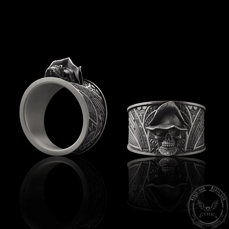 Vintage Hat Skull Sterling Silver Ring