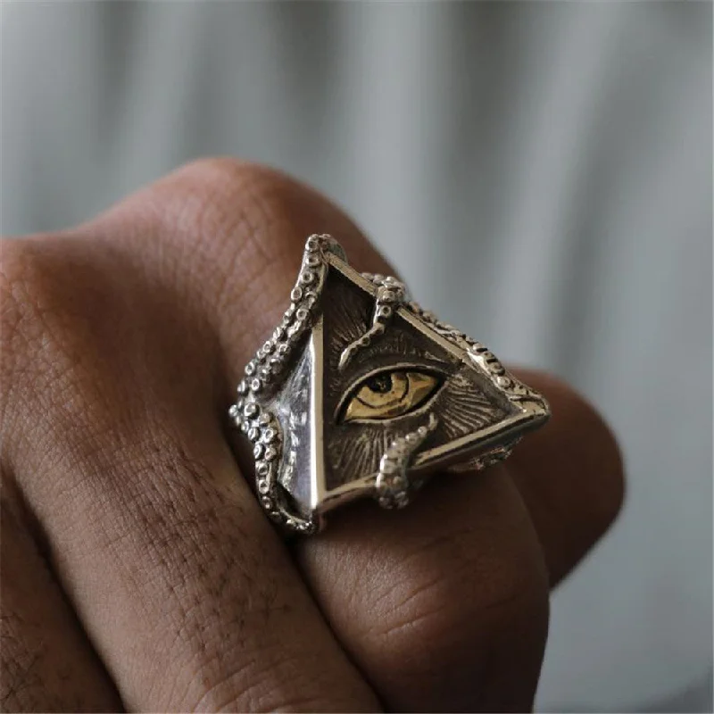 Wholesale Eye of Horus Men's Octopus Triangle Eye Ring