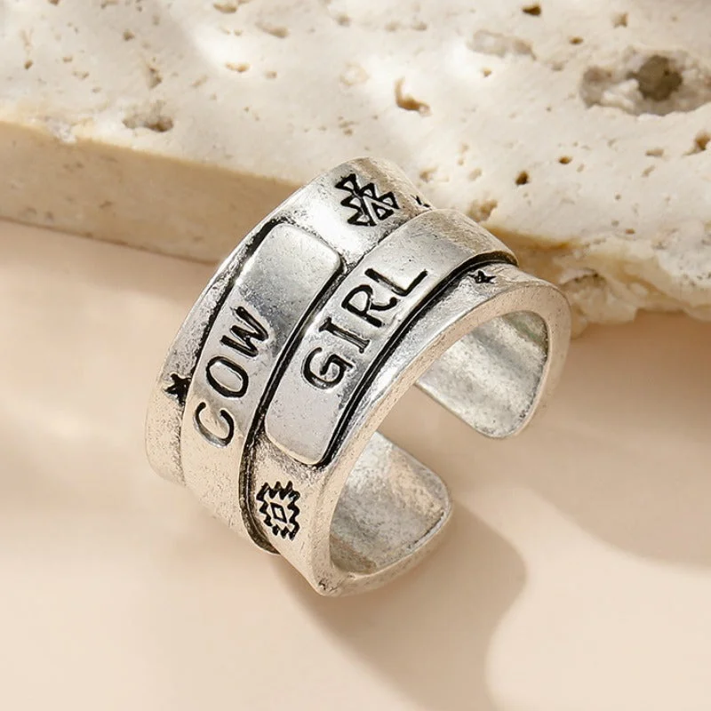 Wholesale French Open All-match Wide-rimmed Letter Ring