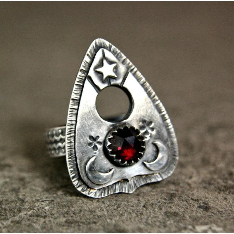 Wholesale Gothic Vintage Stars Moon Ruby Fashion Rings