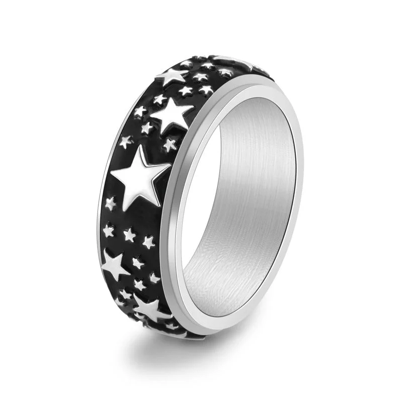 Wholesale Personalized Five-pointed Star Titanium Steel Rotatable Ring