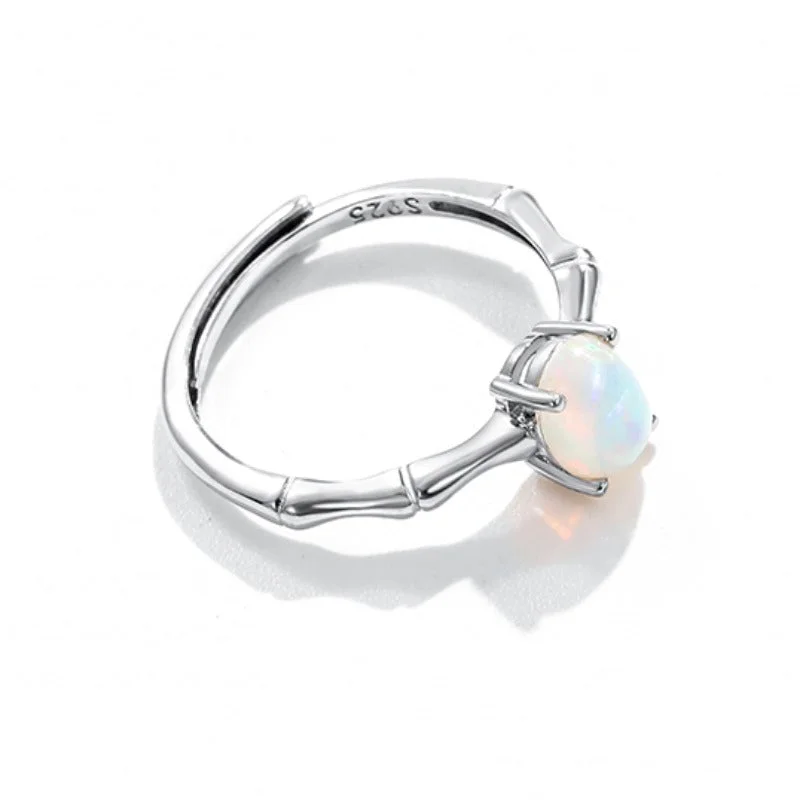 Wholesale S925 Silver Natural Opal Gemstone Ring