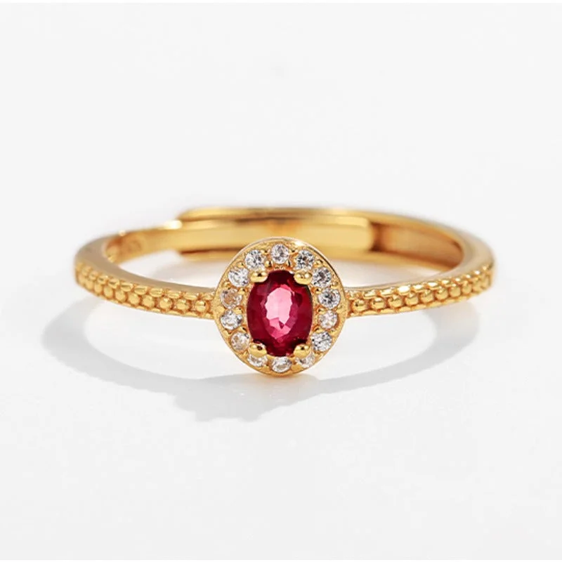 Wholesale S925 Silver Ruby Adjustable Ring