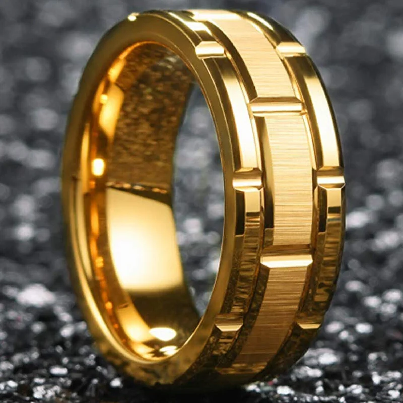 Wholesale Tungsten Steel Silver Simple Black Gold Ring