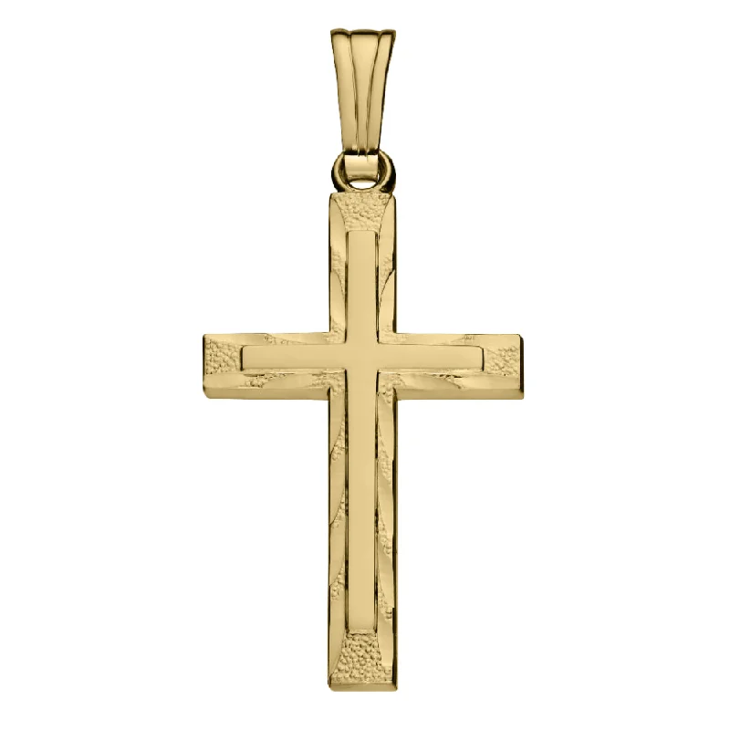 14k Diamond-Cut Cross Pendant Necklace 18"