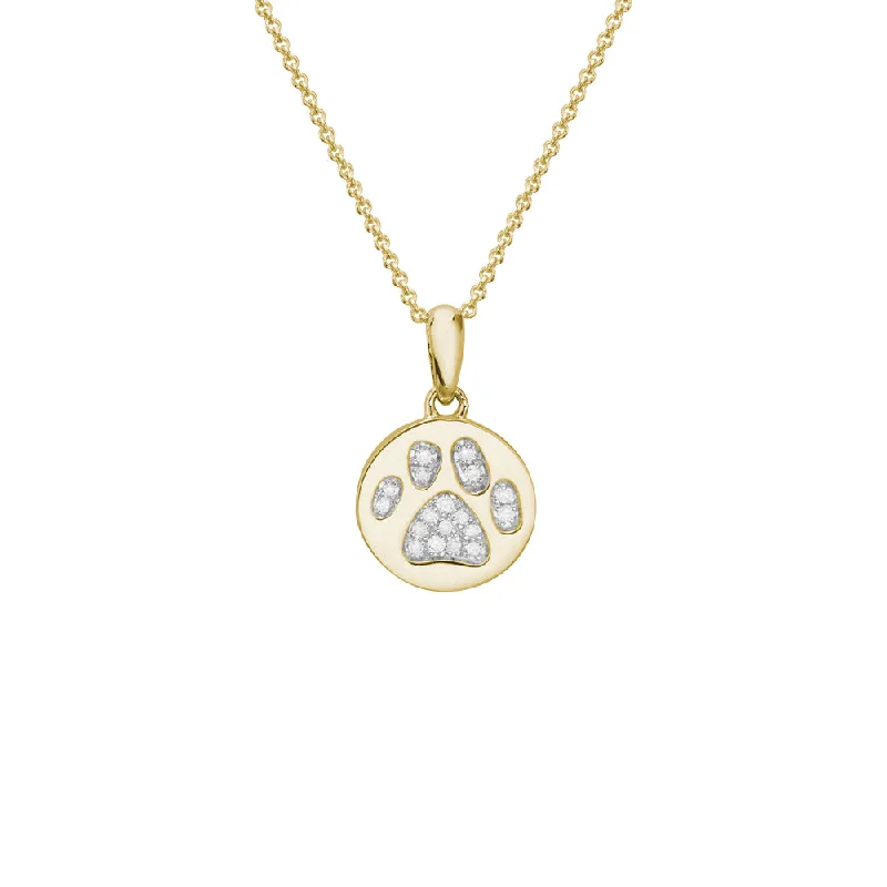 14k Diamond Paw Print Pendant Necklace