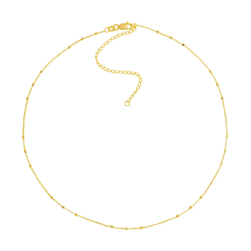 14k Gold Beaded Choker Chain Necklace