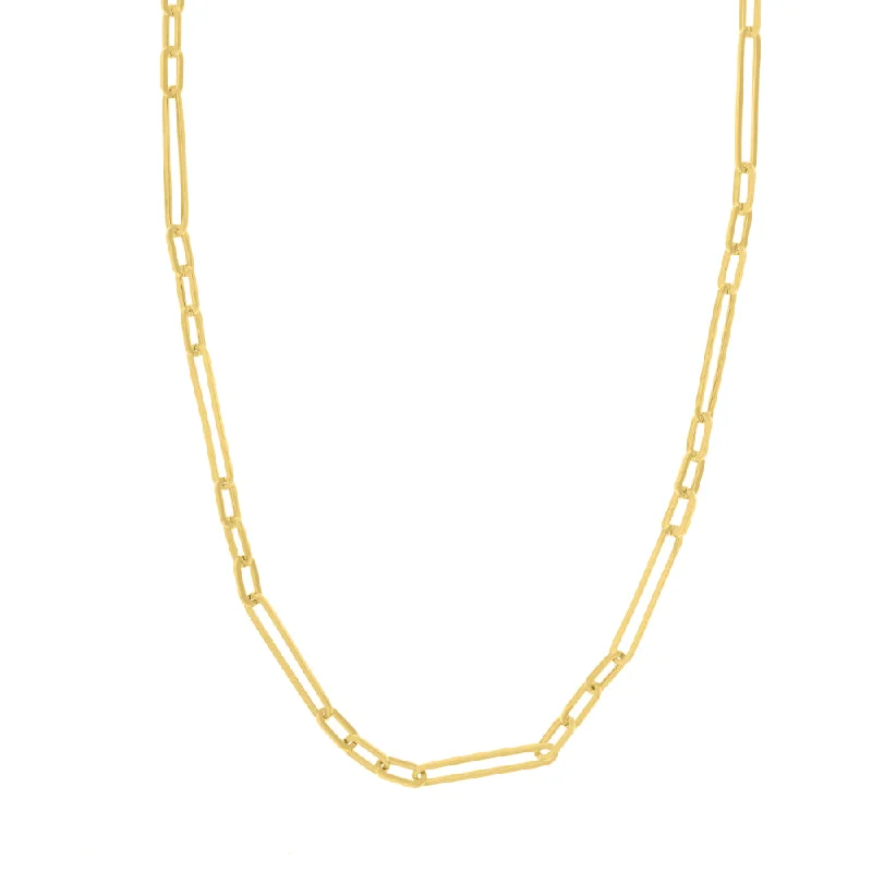 14k Gold Paper Clip Chain Necklace