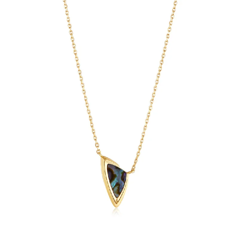 14K Gold Plated Abalone Arrow Necklace by Ania Haie