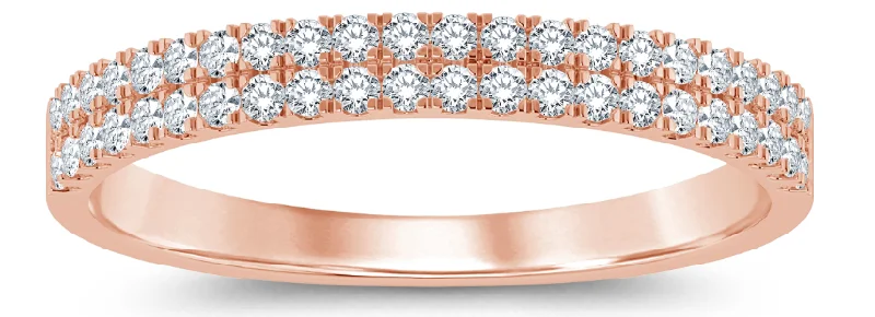 14K Rose Gold 0.25ctw Round Diamond Multi Row Wedding Band