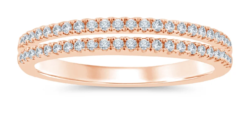 14K Rose Gold 0.25ctw Round Diamond Multi Row Wedding Band