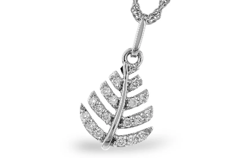 14K White Gold 0.15ctw Diamond Leaf Necklace by Allison Kaufman